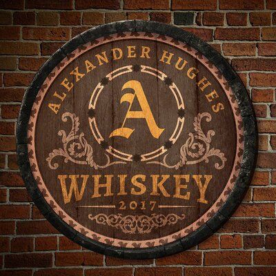 Whiskey Barrel Bar, Personalized Whiskey Barrel, Bar Restaurant Design, Wall Decor For Men, Architecture Restaurant, Custom Bar Signs, Barrel Bar, Design Café, Personalized Wall Decor