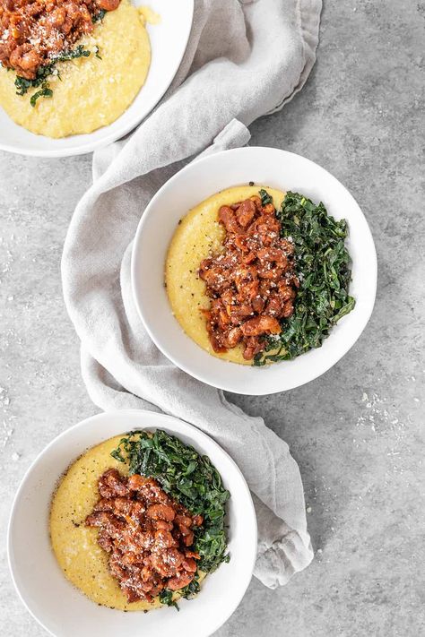 Jacob’s Cattle Chili Beans with Creamy Polenta - Delish Knowledge Healthy Vegan Chili, Garlicky Kale, Garlic Kale, Chili Beans, Chili And Cornbread, Starch Solution, Hearty Chili, Creamy Polenta, Plant Based Dinner