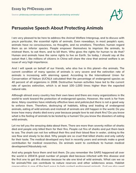 Persuasive Speech About Protecting Animals Public Speech Script, Persuasive Paragraph Example, Speech Writing Examples, Manuscript Speech Example, Persuasive Speech Examples Student, Persuasive Speech Topics Ideas, How To Write A Speech, Informative Speech Examples, Interesting Speech Topics Student