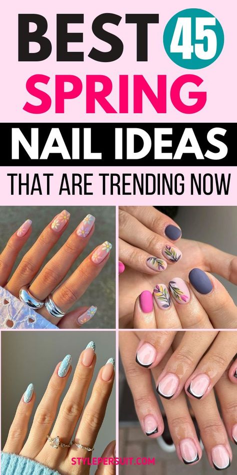 From delicate florals to whimsical pastels, this year's spring nail designs promise to be a celebration of all things lively and trendy. Whether you're a nail art enthusiast or someone looking to experiment with your style, these 45 cute and trendy spring nail ideas will inspire you to unleash your creativity and let your nails blossom along with the flowers. #nails #spring Spring Nail Art Designs, Spring Nail Ideas, Flowers Nails, Art Enthusiast, Cute Spring Nails, Spring Nail Designs, Gel Designs, Memorial Tattoos, Nails Spring