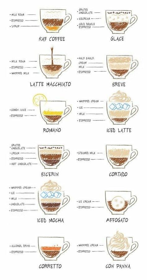 Resep Starbuck, Coffee Chart, Cup Of Espresso, Espresso Recipes, Coffee Infographic, Coffee Shop Menu, Types Of Coffee, Coffee Guide, Coffee Varieties