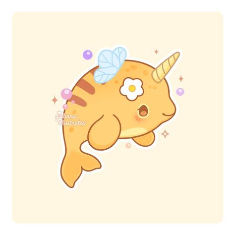 Cute little narwhal disguised as a bee 🥰 #kawaiicow #kawaiiaesthetic #pastelart #softcore #cutenarwhal #narwhal #narwhals Narwhal Tattoo, Kawaii Narwhal, Cute Narwhal, Cute Doodles Drawings, Anime Animals, Kawaii Animals, Narwhal, Animal Stickers, Pastel Art