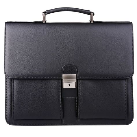 Jack&Chris Mens New PU Leather Briefcase Messenger Bag Laptop Bag, MBYX015 Lawyer Bag, Multifunction Storage, Black Leather Briefcase, Leather Briefcase Men, Laptop Bag For Women, Briefcase For Men, Business Bag, Leather Briefcase, Leather Messenger Bag