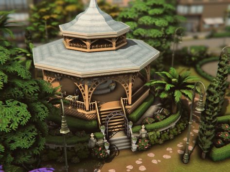 The Sims Resource - Fairytale Gazebo - Park (NO CC) Sims 4 Gazebo, The Sims 4 Lots, Sims 4 House Design, Stone Path, Sims 1, Sims 4 Houses, Cc Finds, Lush Garden, Animal Skin