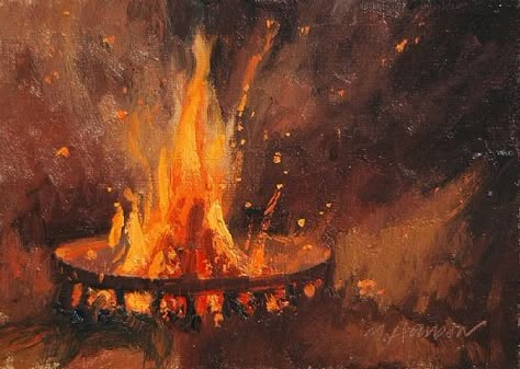 firepit 2 Painting Drawing Ideas, Light Oil Painting, Oil Painting Videos, Fire Painting, Oil Painting Portrait, Beginner Painting, Painting Videos, Oil Lamp, Abstract Painting Acrylic