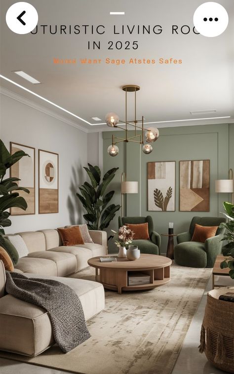 Soft Green Interior Design, Terracotta Gray And Green, Best Apartment Decor, Green Rust Cream Living Room, Green Grey Terracotta, Green Beige Living Room Decor, Sage Neutral Living Room, Beige Color Living Room Ideas, Sage Gray Living Room