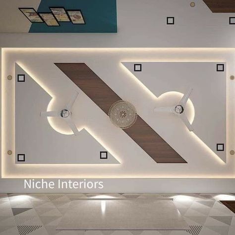 False Ceiling Design & Decorating Ideas - Ceiling light Hall Pop Ceiling Design With 2 Fans, Latest Pop Design For Hall, Best False Ceiling Designs, Latest False Ceiling Designs, Pop Design For Hall, Drawing Room Ceiling Design, Simple False Ceiling Design, Gypsum Ceiling Design, Fall Ceiling