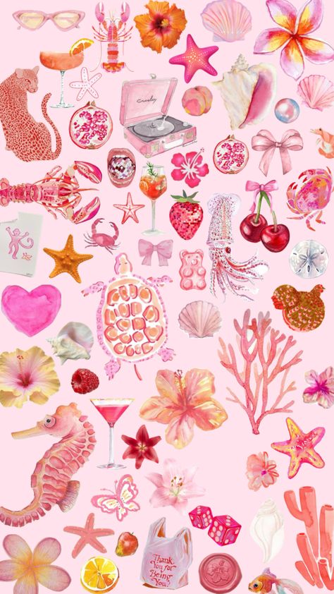 preppy pink beachy wallpaper Preppy Wallpapers For Laptop, Pink Beachy Wallpaper, Canvas Background Ideas, Cutesy Wallpaper, Pad Wallpaper, Preppy Patterns, Preppy Background, Summer Prints Wallpaper, Beachy Wallpapers