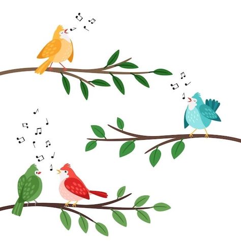 Music Graphics, Singing Birds, Nature Logo Design, Music Logo Design, Cartoon Trees, Diy Pottery Painting, Birds Singing, Singing Bird, Bird Graphic