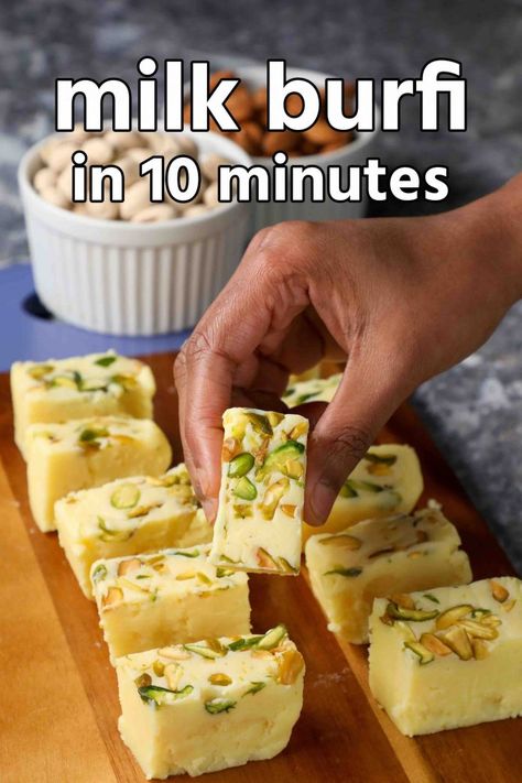 Milk Barfi Recipe, Hebbars Kitchen, Barfi Recipe, Peda Recipe, Vegetarian Sweets, Burfi Recipe, Easy Dessert Recipes, Tandoori Masala, Indian Cooking Recipes