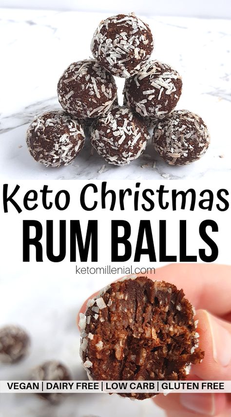 Crazy-good Keto Christmas rum balls that make the perfect keto friendly Christmas treats. There’s just 80 calories in one rum ball and just 0.7 g net carbs! These boozy healthy rum balls is a must have for any low carb Christmas table! Keto Balls, Chocolate Rum Balls, Carolyn Ketchum, Rum Ball, Keto Bites, 2023 Cookies, Galletas Keto, Fat Bomb Recipes, Low Carb Christmas