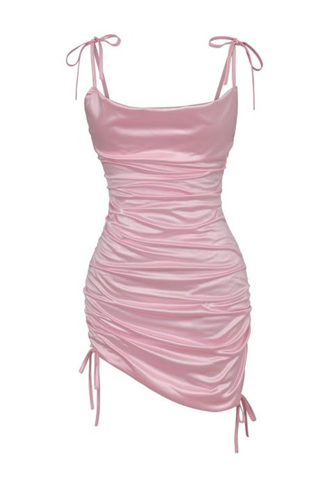 Pink Satin Mini Dress, Jacket Outfit Women, White Champagne, Lace Side, Prom Dress Inspiration, Clothes Pictures, Pretty Prom Dresses, Grad Dresses, Cowl Neckline