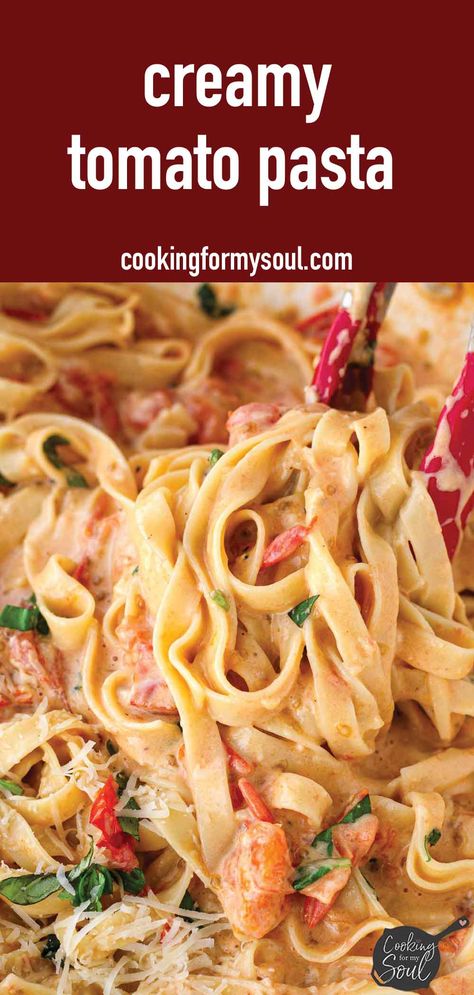 Creamy Tomato Pasta Chicken Pasta With Cherry Tomatoes, Cherry Tomato Cream Sauce, Pasta With Creamy Tomato Sauce, Tomato And Basil Pasta, Creamy Tomatoes Pasta, Blistered Tomato Pasta, Pasta With Cherry Tomatoes, Pasta Sauce Canning Recipe, Recipes With Cherry Tomatoes