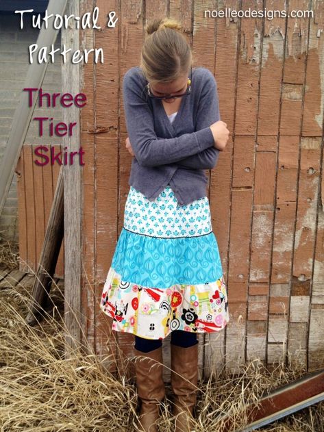 3 Tier Skirt Pattern, Tier Skirt Pattern, Diy Skirt Tutorial, Tiered Skirt Pattern, Easy Sew Dress, Three Tiered Skirt, Skirt Pattern Free, Trendy Sewing Projects, Skirt Patterns