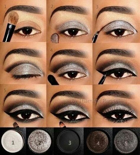 Love the combination Smokey Eyeshadow Tutorial, Eyeshadow Guide, Silver Eyeliner, Mekap Mata, Grey Eyeshadow, Trendy Eyeshadow, Makeup Tip, Smokey Eyeshadow, Smink Inspiration