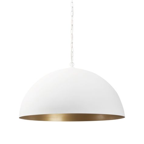 Juniper Pendant Light- marketplace.mercana.com - B2B Wholesale Art, Furniture, Lighting and Home Accessories. White Gold Pendant Light, White Dome Pendant Light, Dome Pendant Light, Gold Pendant Lighting, Dome Pendant Lighting, Lighting Plan, White Tone, White Pendant Light, Office Setting