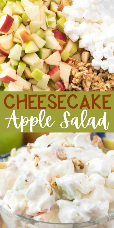 Salad With Nuts, Cheesecake Apple, Dessert Salad Recipes, Apple Delight, Cheesecake Fluff, Apple Snacks, Apple Salad Recipes, Fluff Desserts, Apple Cheesecake