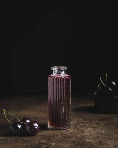 Cherry Syrup Chokecherry Syrup Recipe, Homemade Cherry Syrup, Cherry Vanilla Syrup, Cherry Syrup Recipe, Syrup Photography, Cherry Pancake Syrup, Cherry Simple Syrup, Making Syrup, Cherry Syrup