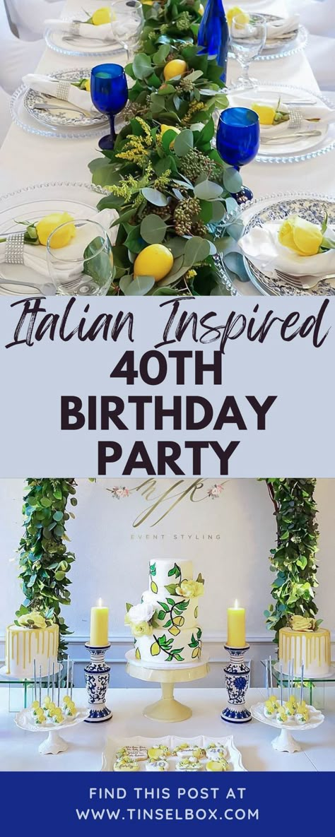 Italy Party Theme, Little Italy Party, 40th Birthday Celebration Ideas, Italian Food Party, Italian Party Decorations, Italian Dinner Party Decorations, Summer Birthday Themes, 40th Birthday Themes, Italy Party