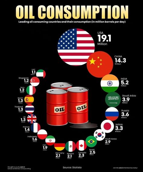 Oil consumption Language Family Tree, Investing Infographic, Business Strategy Management, Petroleum Engineering, Business Portrait Photography, Making Money On Youtube, World Data, Money Strategy, Educational Infographic