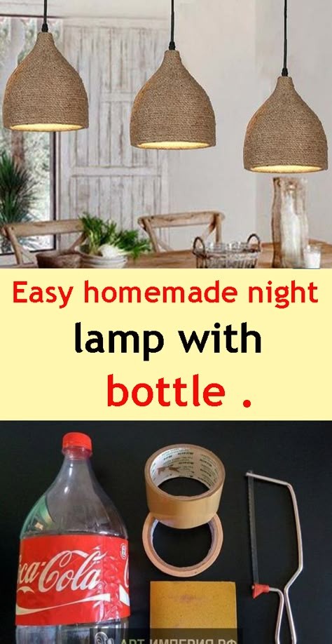 Homemade Lamp Shades, Diy Lamp Ideas, Diy Bottle Lamp, Diy Hanging Light, Wall Lamps Diy, Homemade Lamps, Diy Pendant Lamp, Diy Pendant Light, Diy Lamps