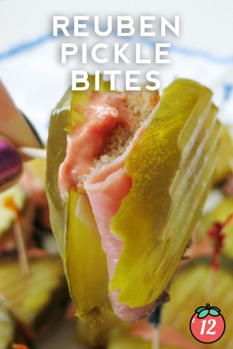 Ruben Pickle Bites 12 Tomatoes, Reuben Appetizer, Pickle Bites, Pickle Appetizers, Parties Food, 12 Tomatoes Recipes, Classic Sandwich, Best Appetizer Recipes, Snack Dip