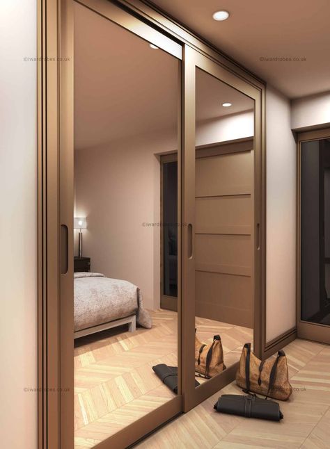 Bronze Mirror Wardrobe, Lacquered Glass Wardrobe Sliding Doors, Lacquered Glass Wardrobe, Wardrobe Design Bedroom Sliding, Mirror Sliding Door, Mirrored Wardrobe Doors, Mirror Sliding, Sliding Door Wardrobe Designs, Mirror Wardrobe