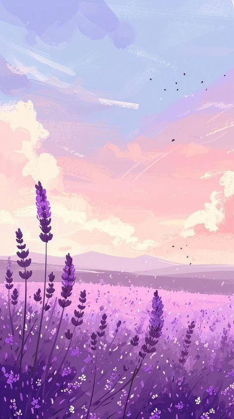 Lavender meadow and pastel sky backgrounds landscape outdoors. | premium image by rawpixel.com Lilac Iphone Wallpaper, Iphone Wallpaper Lavender, Wallpaper Lavender, Lilac Iphone, Lavender Meadow, Backgrounds Landscape, Sky Backgrounds, Pastel Lilac, Wallpaper Iphone Summer