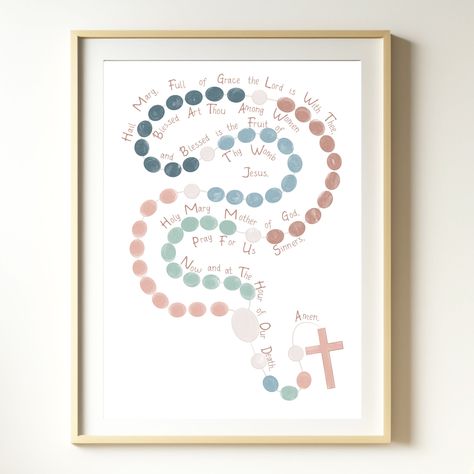 This beautiful Rosary wall print is perfect for a nursery, children's room, library or anywhere in your home. It's is a perfect baptism, first communion or confirmation gift. It was designed as a reminder to always ask Mary for her guidance, and to remember to pray the common yet most powerful prayer given to us. 💕Item Overview * Printed on high quality card stock, printer ink * Handmade item 💕If you need a different size, please message me before placing your order to see if I can accommodate Catholic Nursery, Rosary Art, Remember To Pray, Pink Rosary, Mary Art, Beautiful Rosary, Catholic Decor, Minimalistic Art, Prayer Wall