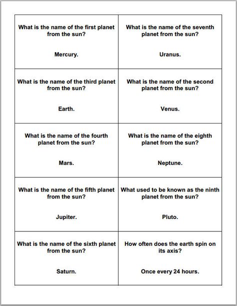 Astronomy and Planets Printable Trivia Question Cards Space Trivia Questions And Answers, Science Trivia Questions And Answers, Christmas Trivia Game, General Knowledge For Kids, Quizzes Funny, Space Week, Science Trivia, Trivia Question, Board Classroom