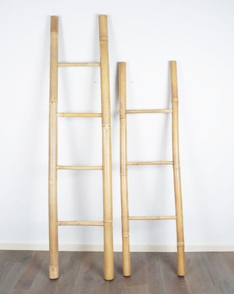 Work Bathroom, Bamboo Ladder, Bamboo Furniture Design, Bamboo Ladders, Bathroom Ladder, Towel Ladder, Bamboo Towels, Bamboo Furniture, Black White Yellow