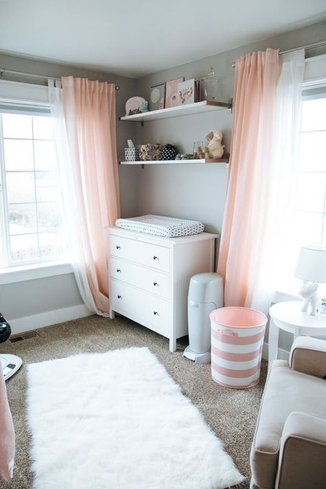 Coral and Gray Modern Nursery as part of Nursery Week on petitemodernlife.com Coral Nursery, Simple Nursery, Nice House, Girl Nursery Room, Nursery Modern, Baby Couture, Baby Sleep Problems, Baby Rooms