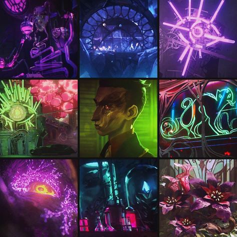 Arcane Environment Art, Arcane Color Palette, Arcane Undercity, Voidpunk Aesthetic, Arcane Moodboard, Silco Aesthetic, Arcane World, Arcane Design, Arcane Oc