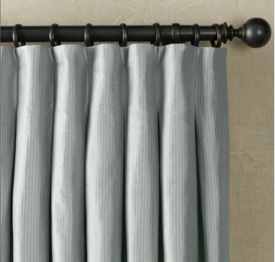 High Street Market is right, the inverted box pleat is very clean and versatile style. Inverted Pleat Drapery, Inverted Box Pleat, Drapery Styles, Pleated Drapery, Pleat Curtains, Drapery Designs, Curtain Headings, Plain Curtains, Pleated Drapes