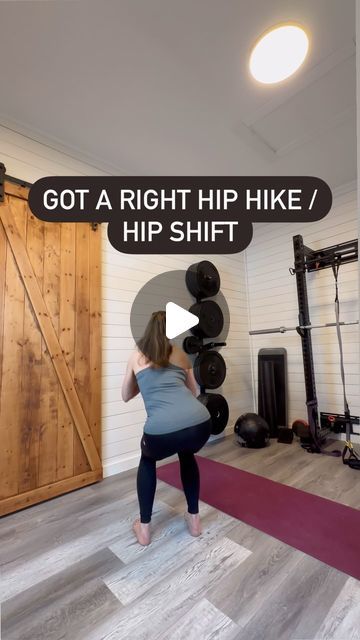 Katie - CSCS, CPT on Instagram: "This is a variation of an exercise I shared the other day but it’s slightly more active and works great as a prep drill for a squat or any exercise where you may have a right hip hike. 

The right leg is in a push off position, allowing for hip extension and external rotation and facilitating the glutes, while the left side is in a more stance position, facilitating abdominals and anterior glutes.

Give this a try next time you have that annoying hike to the right. 

This is inspired by principles from @posturalrestoration and my own lens of gait and love of exercise.

#hiphike #prination #hipmobility #gait #glutemax" Hip Hike Exercise, Hip Extension, Hip Mobility, An Exercise, Hiking, Instagram