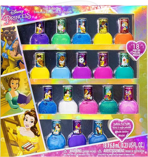 Disney Princess 18 pcs Non Toxic Nail Polish Set for Kids | Peelable Nail Varnish Kit For Girls | Birthday Gifts for Ages 3+ by Townley Girl Disney Princess Nail, Disney Princess Nail Polish, Non Toxic Nail Polish, Kids Nail Polish, Disney Princess Characters, Skin Care Salon, Dermatological Skin Care, Nail Polish Set, Nail Polish Sets