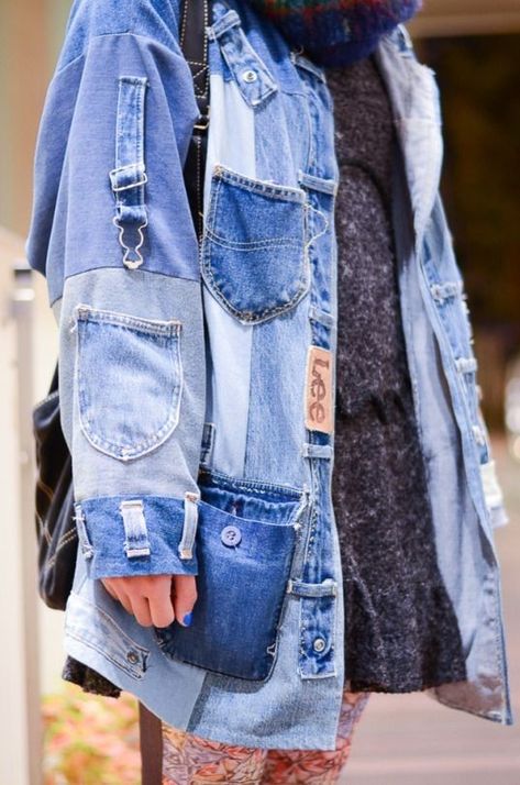 Denim Inspiration, Denim Projects, Diy Vetement, Denim Ideas, Denim Diy, Upcycled Fashion, Jeans Diy, Upcycled Denim, Recycled Denim