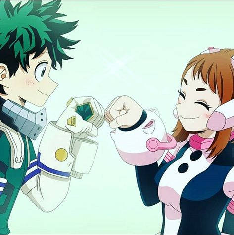 Izuku X Ochako, Deku X Uraraka, Images Harry Potter, Academia Wallpaper, Class 1 A, Fist Bump, Ochako Uraraka, Hero Wallpaper, Buko No Hero Academia