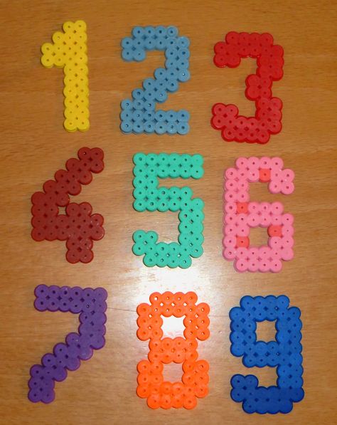 Perler Bead Number Pattern, Perler Beads Numbers, Perler Bead Numbers, Hama Beads Easy, Melt Beads Patterns, Easy Perler Bead Patterns, Easy Perler Beads Ideas, Hama Beads Design, Perler Bead Templates