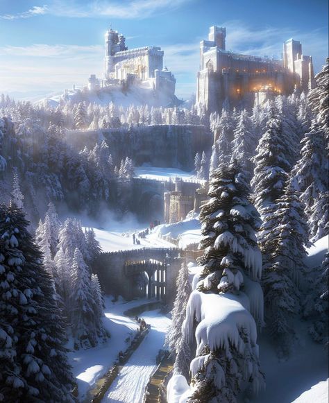 Snow Castle, Fantasy Village, Winter City, Castle Art, Fantasy Sci Fi, Fantasy City, Fantasy Castle, Fantasy Setting, Fantasy Places