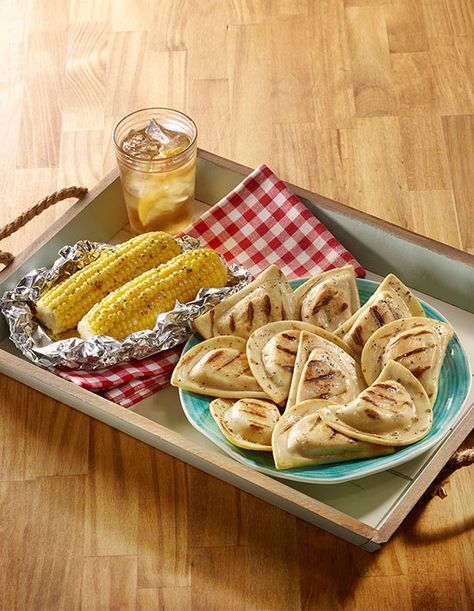 Grilled Pierogies Grilled Perogies, Pierogi Ideas, Grilled Pierogies, Pierogies Recipes, Pierogies Recipe, Pierogi Recipes, Polish Foods, Pierogi Recipe, Whipped Potatoes