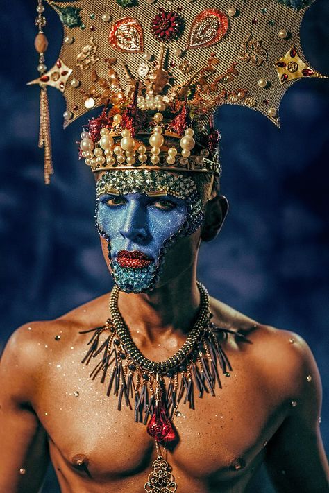 Maximo Official-POSEIDON on Behance Theatre Outfit, Ocean Fashion, Male Makeup, Wilhelmina Models, Gerson, Beauty Images, Fantasy Makeup, Costume Makeup, Beauty Editorial