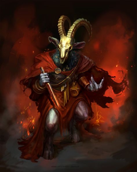 Character Design - Cultist Goat. Dynamic character in clothes Demon Character Design, Monsters Rpg, Demon Drawing, Demon Character, Greek Monsters, Humanoid Creatures, D D Monsters, Creature Artwork, Cool Monsters