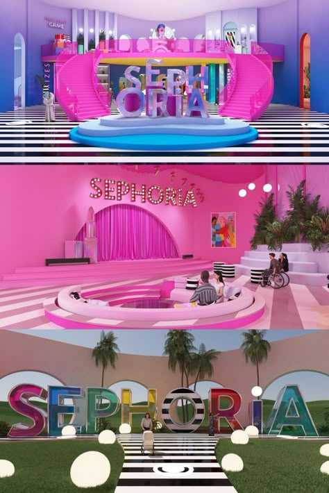 The 2022 SEPHORiA event featured new rooms, gamification,  an NFT offering, and more! Previously held in 2018 and 2019 as a live, ticketed event, SEPHORiA was transformed into a virtual version last year—and again this year. The digital iteration, called "SEPHORiA: Virtual House of Beauty," featured an immersive, 3D game-like environment with an interactive beauty “house.” Click the link to see more from this year's virtual event! Event Design Branding, Marketing Activations, Glam House, Activation Ideas, Event Design Ideas, Dennis Gross, Barbie Houses, Beauty Space, Event Trends