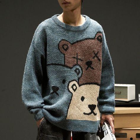 Man Women Harajuku Pullover Cartoon Bear Knitted Kawaii Sweater Japanese Street Fashion Cartoon Bear Sweater Men Winter  *Please check the size chart in the last picture carefully. Do not select directly according to your habit. Shipping Shipping to USA 11-21 days Return I gladly accept returns, exchanges, and cancellations Contact me within: 14 days of delivery Ship items back within: 30 days of delivery Request a cancellation within: 6 hours of purchase Features 1.It is made of high-quality ma Kawaii Sweater, Bear Sweater, Sweater Oversized, Sweater Oversize, Long Sleeve Pullover Sweater, Cartoon Bear, Sweater Men, Japanese Street Fashion, Cotton Coat