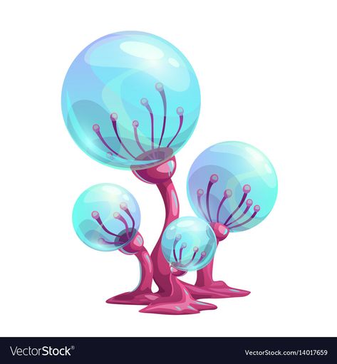 Mushroom Vector, Fantasy Cartoon, Fantasy Mushroom, Mushroom Magic, Alien Plants, Cartoon Mushroom, Plant Vector, Fantasy Concept Art, Plant Illustration