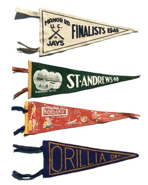 Collection: Vintage Pennants | Collections | Pinterest Pennant Design, Vintage Pennants, Trophy Shop, Pennants Vintage, Triangle Flag, Pennant Flags, Vintage Flag, Ivy Style, Felt Pennants