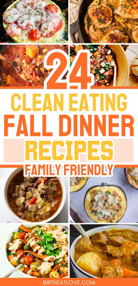 Best clean eating recipes for Fall meals! These Fall dinners are perfect for your family in Autumn - warm, cozy, quick, and easy to make in the instant pot, crock pot, or oven. You'll love these healthy dinner recipes for Fall clean eating. Includes clean dinners with chicken, beef, turkey, ground beef and low carb dinner ideas too. Mom you've got to check out these Fall recipes for meal planning ideas for your family dinners! #fallrecipes #falldinners Healthy Natural Dinner Recipes, Healthy Fall Dinners For Two, Healthy Quick Fall Dinners, Quick Healthy Fall Dinner Recipes, Healthy October Dinner Recipes, Dinner Ideas For Fall Weather, Family Fall Recipes, Health Fall Dinner Recipes, Good Fall Recipes For Dinner