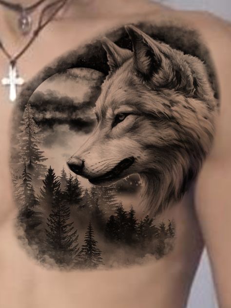 Wolf On Chest Tattoo, Wolf Tattoos Men Chest, Wolf Chest Tattoo Men, Red Heart Tattoo On Chest, Heart Tattoo On Chest, Red Heart Tattoo, Tattoo On Chest, Wolf Tattoos Men, Red Heart Tattoos