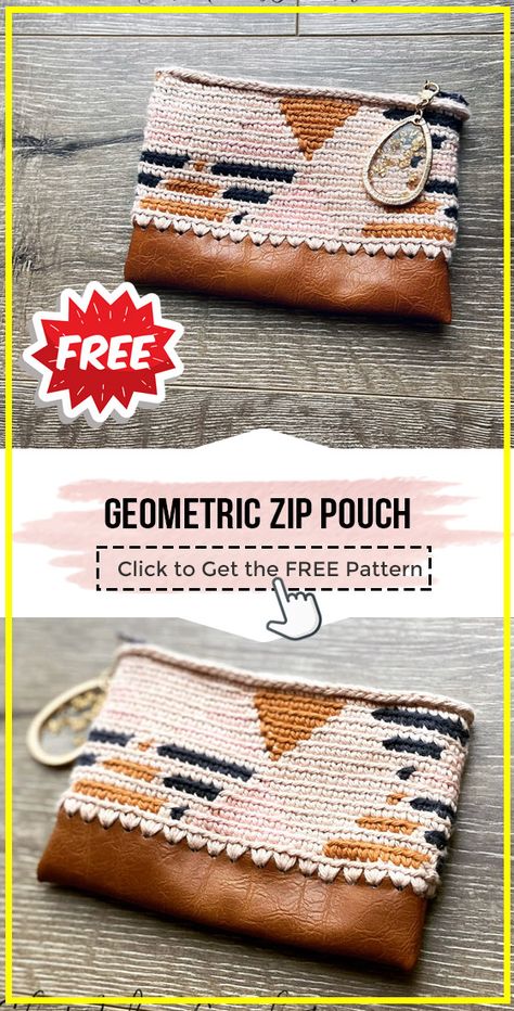 Tapestry Crochet Pouch, Crochet Geometric Pattern, Mochilla Bag Pattern Free, Crochet Wallet Pattern Free, Tapestry Crochet Patterns Free, Crochet Small Bag, Crochet Wallet, Free Crochet Bag, Crochet Pouch